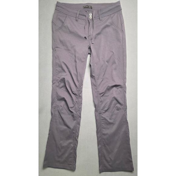 PrAna Pants Womens 6 Gray Stretch Nylon Hiking Outdoor Cargo Button Convertible - Picture 1 of 10